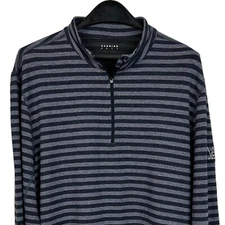 Dunning Golf Men's Medium 1/4 Zip Quick Dry Wicking Pullover Striped Blue