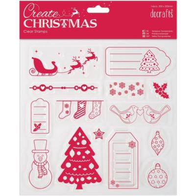 Papermania Create Christmas Clear Stamps 8''X8'' S-5, NEW