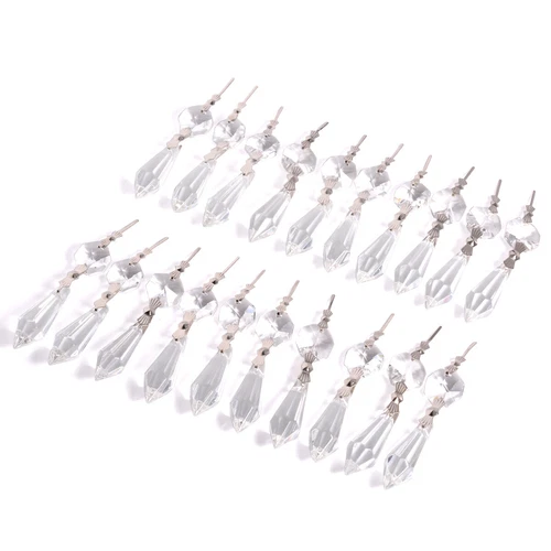 20 Clear Crystal Chandelier Lamp Icicle Prisms Parts Hanging Drops Pendants 38mm - Picture 3 of 4