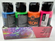 FolkArt Multi-Surface Neon Blacklight Acrylic Paint Price Per 4 Pack Package