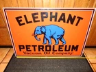 VINTAGE 36 x 24 in ELEPHANT PETROLEUM OIL COMPANY ADV. SIGN HEAVY METAL - C 33