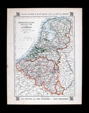 1921 Johnston Map Netherlands Belgium Luxemburg Holland Amsterdam Brussels Ghent