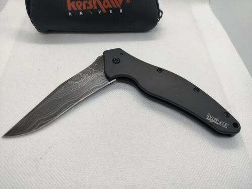 Hoja de Acero Damasco Kershaw mango de aluminio cuchillos plegables de colección