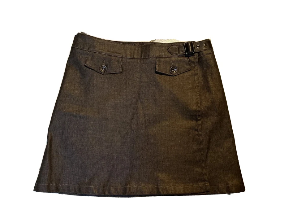 JUPE PORTEFEUILLE IKKS TAILLE FR 38 MODELE 616 MARRON TOILE ENDUITE - Photo 3/4