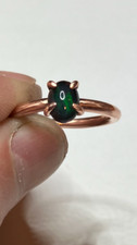  207B-Handcrafted Size 8.5 Copper Ring with a 0.90ct Genuine Ethiopian Welo Opal