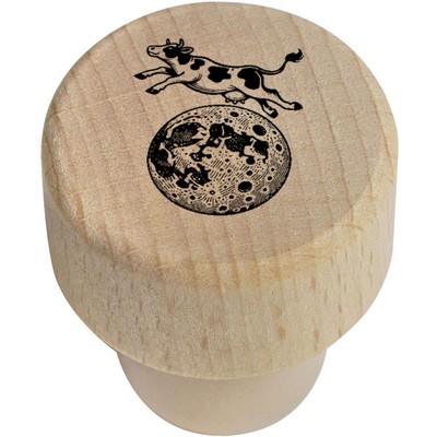 Flaschenverschluss / Korken aus Holz 19 mm ''Kuh springt über Mond'' (BS00030939)