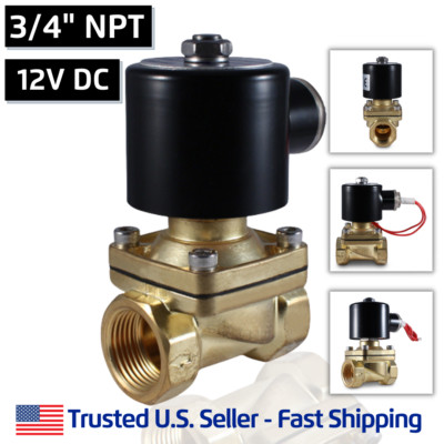 3/4'' 12V DC Electric Brass Solenoid Valve Water Gas Air 12 VDC - FREE SHIPPING