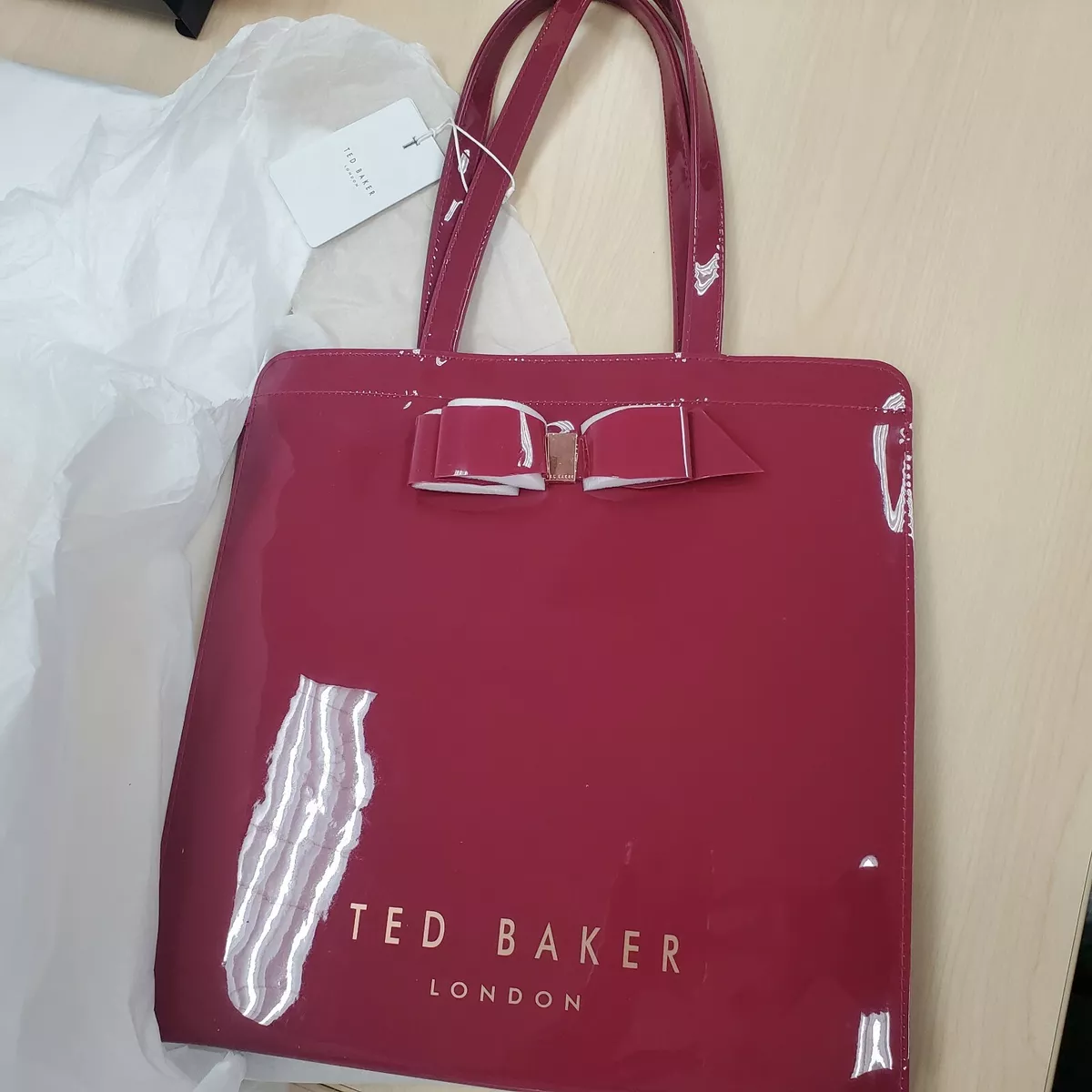 NWT Ted Baker Arycon Large Bow Icon Tote Bag Deep Pink Handbag Women | eBay