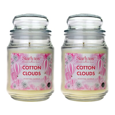 2x Starlytes 510g große Glaskerze (125h Brenndauer) - Baumwollwolken