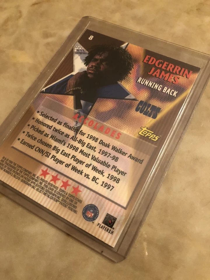 1999 Topps Stars Four Star GOLD Parallel #8 Edgerrin James RC RARE INSERT MINT - Image 3 of 4