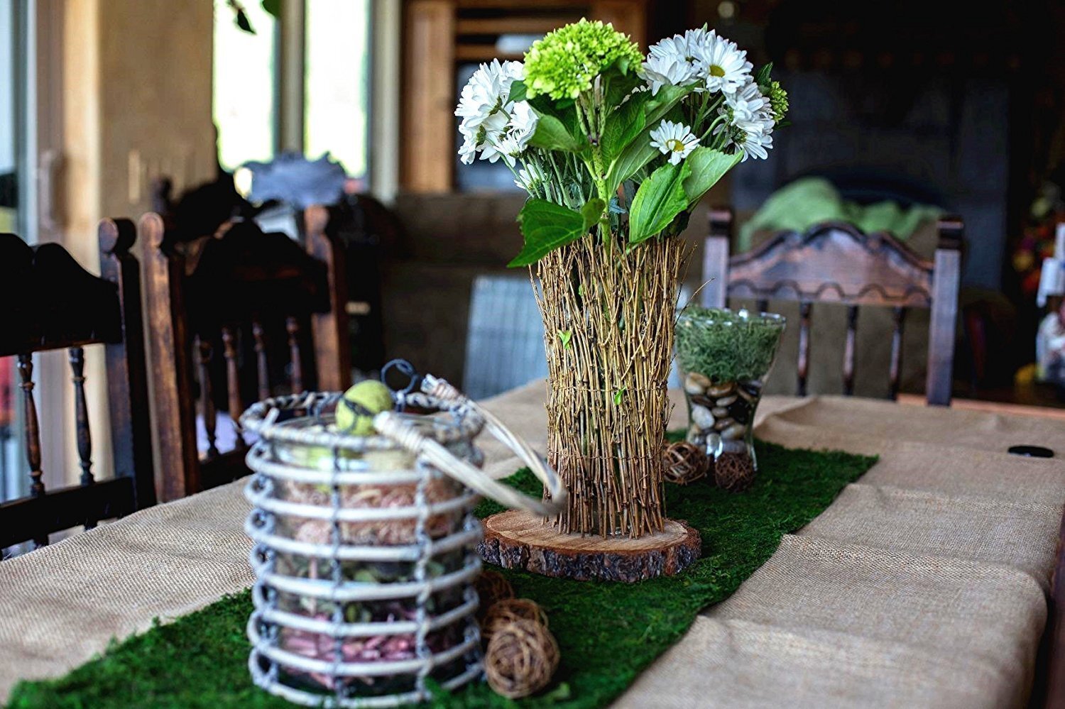 Dried Moss Table Runner for Party Garden Decoration Dark Green 30cm X 180cm  ...