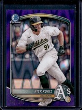2025 Bowman Nick Kurtz Chrome Prospects Purple Raywave Refractor #/250 Athletics