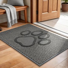 Dog Door Mat for Dirty Paws,Paw Print Indoor Entrance Rugs,20x32,Light Grey