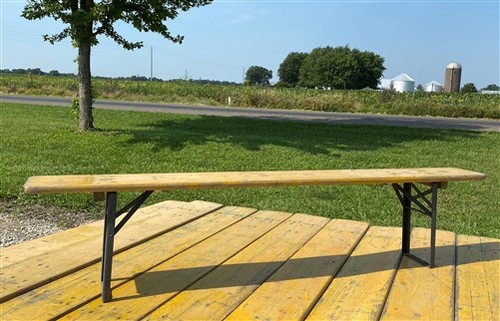 Vintage German Beer Garden Folding Bench, Collapsible Industrial Wood Seat A3