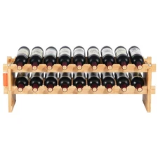 Uimoso 18-72 Bottle Stackable Modular Wine Rack Bamboo Wood Shelf 2-8-Tier