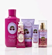 Bath Body Works SWEETHEART CHERRY 5-Piece Lot Body Wash Mist Cream Lip Gloss