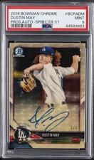 Marketplace image: 2018 BOWMAN CHROME PROSPECTS AUTOS SUPERFRACTOR 1/1 DUSTIN MAY 1/1 PSA 9 AUTO
