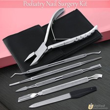 Podiatry Nail Surgery Kit Toenail Cutter, Ingrown Pusher, Nail File Pusher Gouge