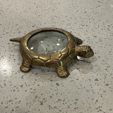 Vintage Brass TURTLE MAGNIFYING GLASS Desk To...
