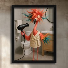 Flamingo Art Print Funny Flamingo Bathroom Wall Art Bird Picture Cloakroom Print