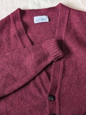 Vintage 80s Wool Maroon Classic Preppy Cardigan J.J Cochran USA Made LG