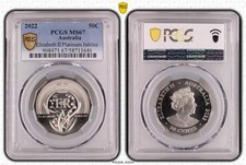 PCGS 2022 Australia 50C Elizabeth II Platinum Jubilee MS67
