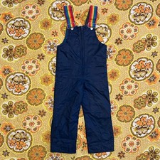 Snow Bib Pants Vintage Navy Rainbow 70s Toddlers Kids 4T 5T