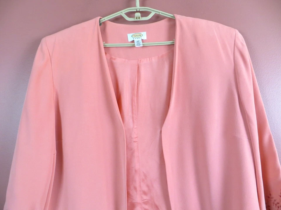 CJ1060- TALBOTS Mujer Seda Blazer Chaqueta Manga 3/4 Ojales Abiertos Melocotón 18W Plus Foto 3 de 4