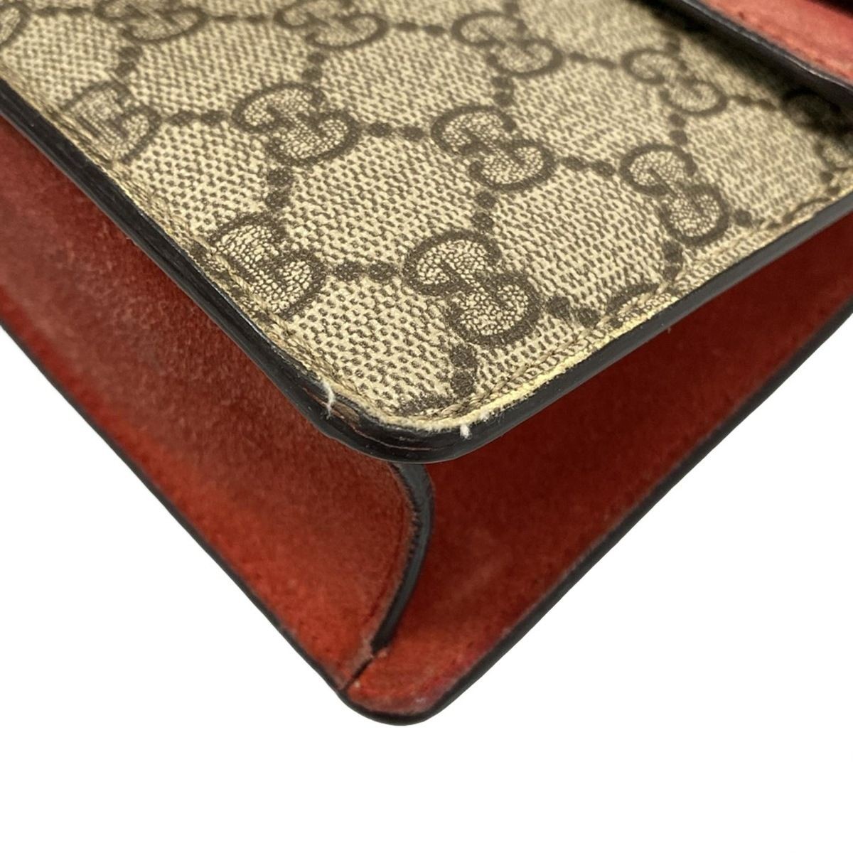 Gucci  Dionysus Shoulder Bag GG Supreme PVC Suede Beige Red Made In Italy JP thumbnail 6