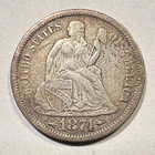 1874-S Seated Liberty Dime Silver Semi Key Date Scarce Album Coin Small Thin S