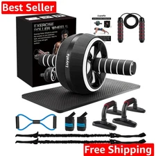 Ab Roller Wheel, 10-In-1 Ab Exercise Wheels Kit with Resistance Bands, Knee M...