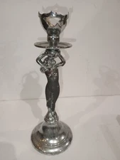 Krome Kraft Farber Bros NY Art Deco Nude Lady Candlestick Holder