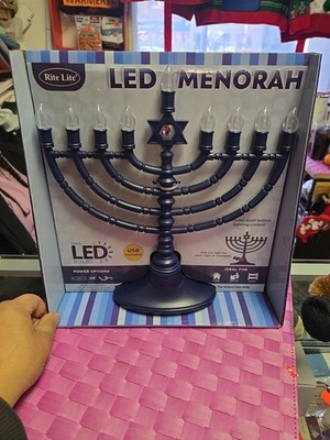 12 inch Rite Lite Hanukkah Chanukah 11.6'' Blue Plastic Energy Saving LED Menorah
