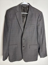 Men Ermenegildo Zegna Men s Blazer Size 38 Two Button Plaid Brown Wool Silk EUC