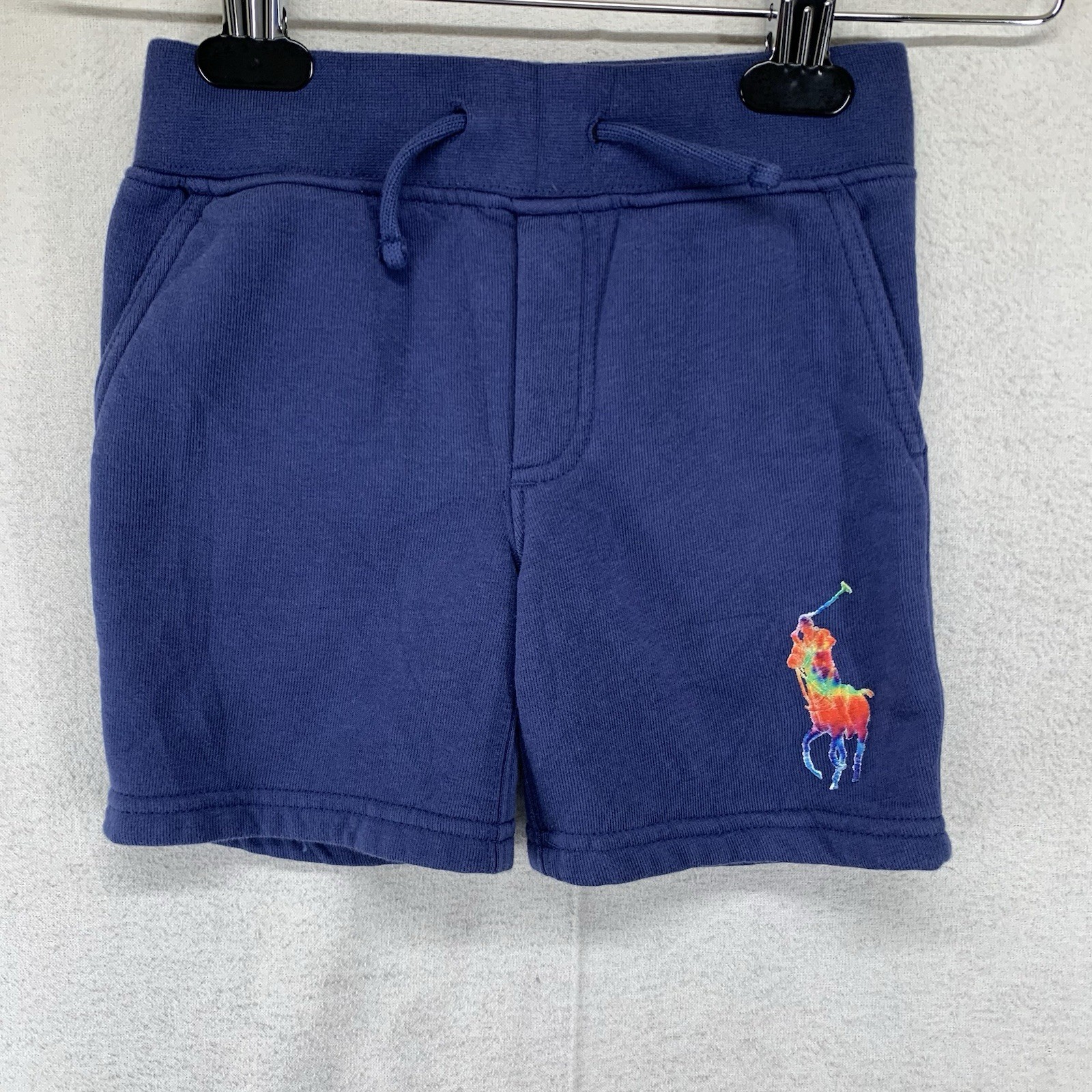 Polo Ralph Lauren pantaloncino felpato ricamato grande pony logo arcobaleno 2T