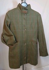Musto Sporting Ladies Tweed Coat Jacket Green Check Wool Country Size 10