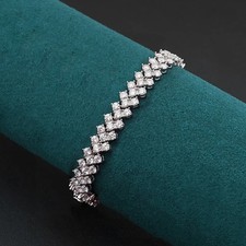 D Color Round Cut Moissanite Tennis Bracelet Women Chain 925 Sterling Silver GRA