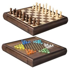 2 in 1 Magnetic Chess Set & Chinese Checkers 13" Wooden Board Game with 