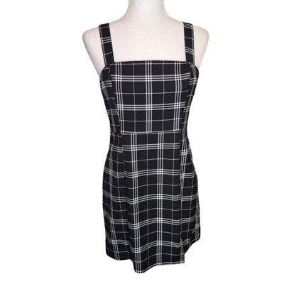 H&M Divided Plaid Mini Dress Black & White Clueless 90's Size Small
