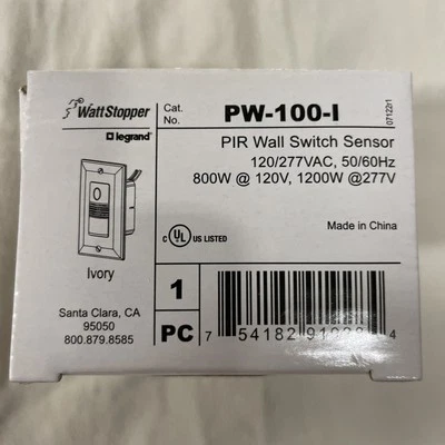 WATT STOPPER WattStopper PW-100-I PIR Wall Switch Sensor