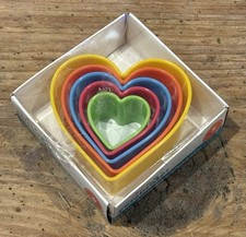 New HEART-Shaped Cookie Cutter SET OF 5 Plastic MULTI-COLORS 1-5/8  - 3-3/4  