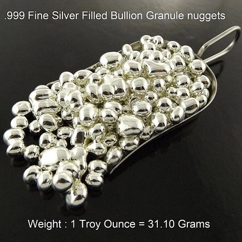 Silver 1 Oz 999 Solid Filled Silver Granules 3110 grams G2U