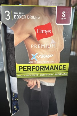 Hanes 3-pack X-temp Performance Boxer Briefs size S 28-30  Utility Side Pocket
