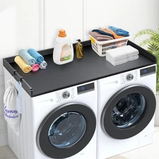 Uimoso Washer Dryer Countertop 54" x 27" Wooden Washer and Dryer Topper Black