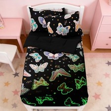 Butterfly Zipper Bedding Sets for Kids Boys Lightweight Glow in Twin Black