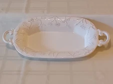 Serving Dish with handles White with Floral Design 15 1/2” x 7"