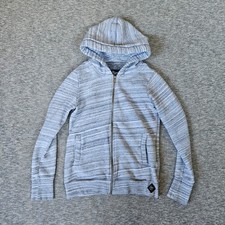 Superdry Miami Collection Hoodie Full zip Gray Striped Relaxed Sz S Beach RARE