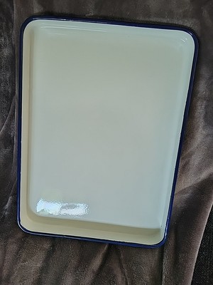 Photography Tray Or Medical Instrument Tray. Ceramic Coating. Blue Trim. Great