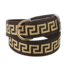 Versace Women’s First Line  Greco Web Black Gold  Belt Adjustable Buckle Size 85
