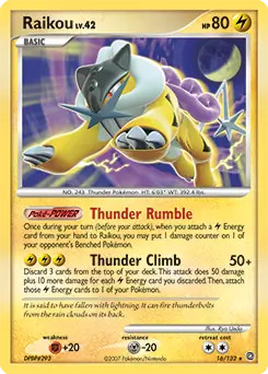 Raikou - 16/132 - Pokemon Secret Wonders Holo Card Cracked NM